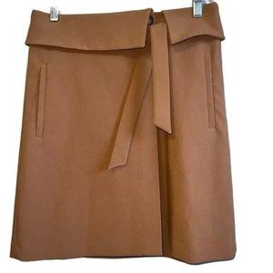 LOFT Beautiful Ochre Wrap Style Mini Skirt Tie and Pockets EUC Size 2